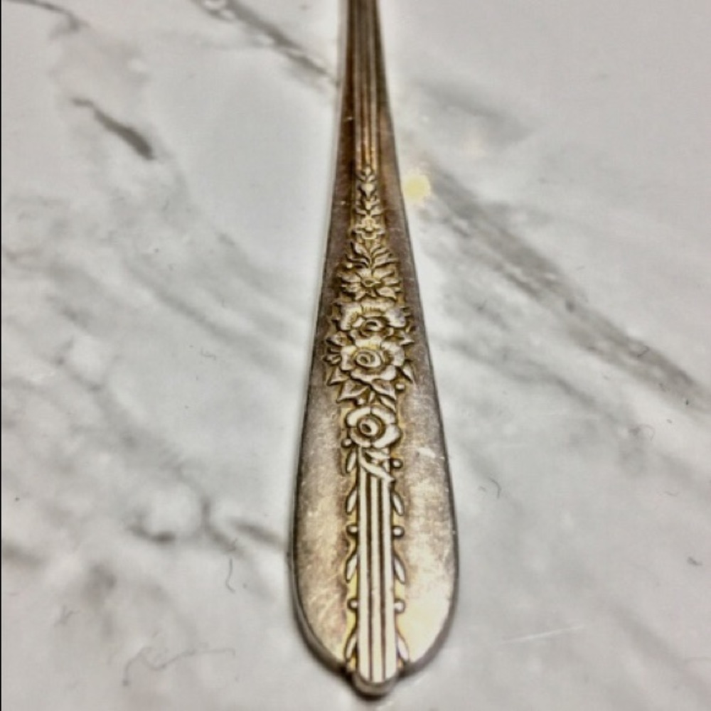 Sterling Silver Plate Spoon Earrings Studs Floral - Picture 3 of 8